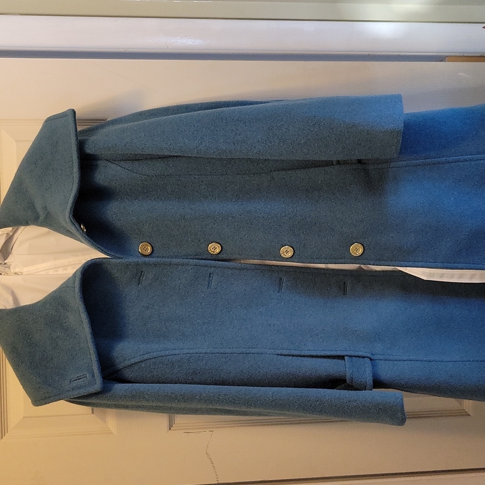 Coach Teal knee length coat with belt